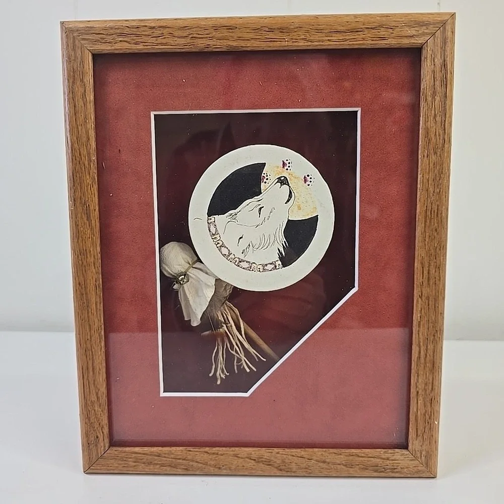 Native American Handcrafted Indian Drum‎ Shadow Box Vintage 90s